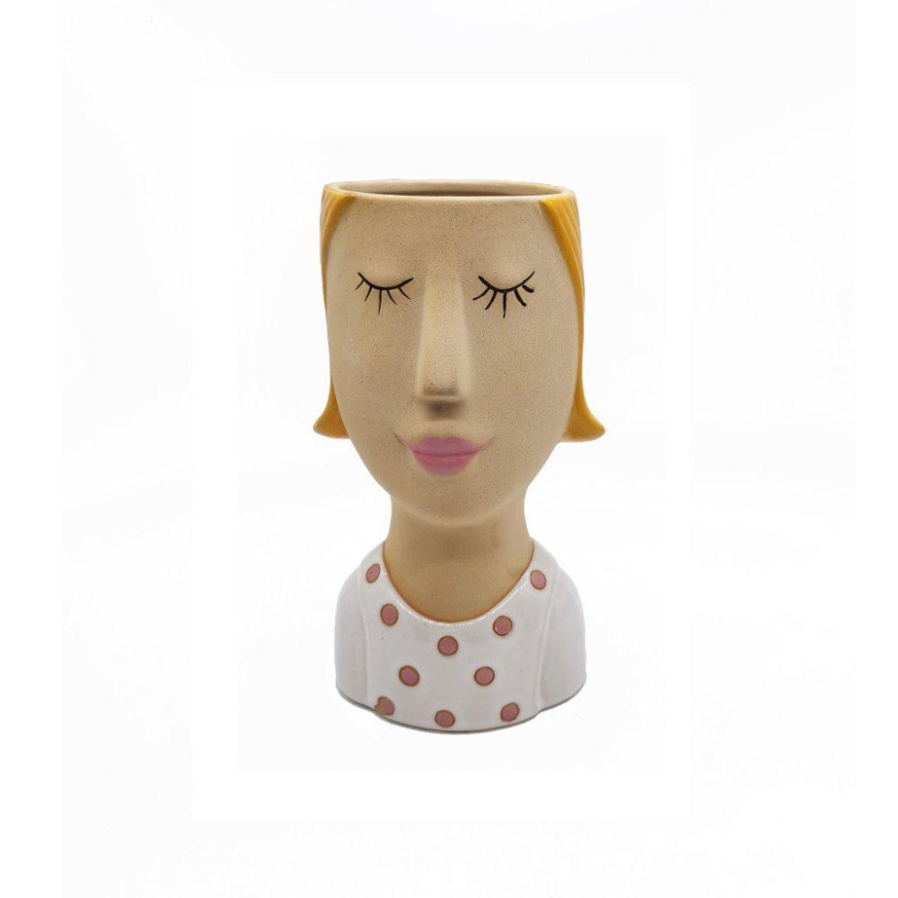 SIGNORA CABITO BIANCO POIS ROSA 10,5X9,5 H17,5